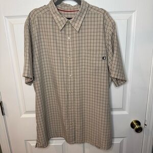 Marmot Tan and Brown Plaid Casual Button Down Shirt Size XXL GUC